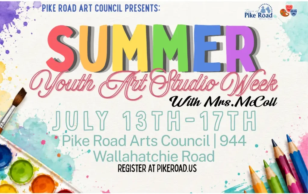 Pike Road Arts Council Presents: Summer Youth Art Studio Week with Mrs. McCall | July 13th - 17th