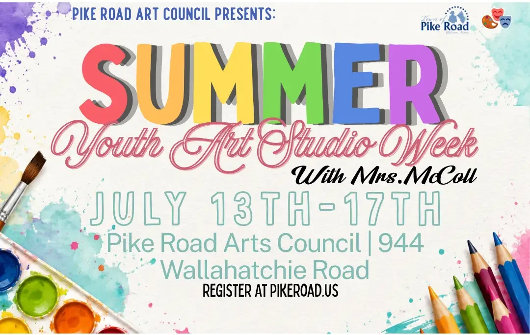 Pike Road Arts Council Presents: Summer Youth Art Studio Week with Mrs. McCall | July 13th - 17th