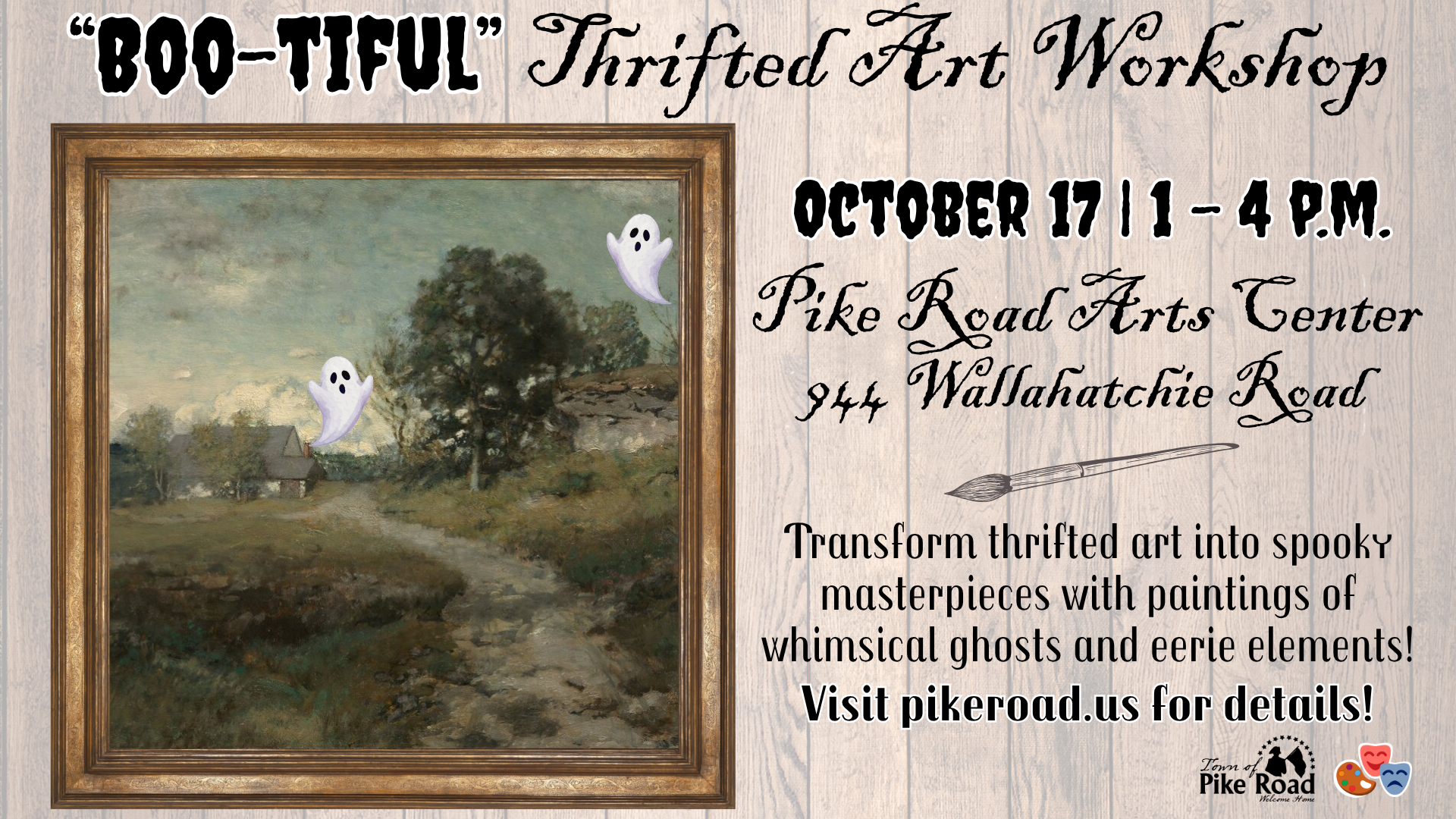 Flyer for Boo-tiful Thrifted Art Workshop – October Session